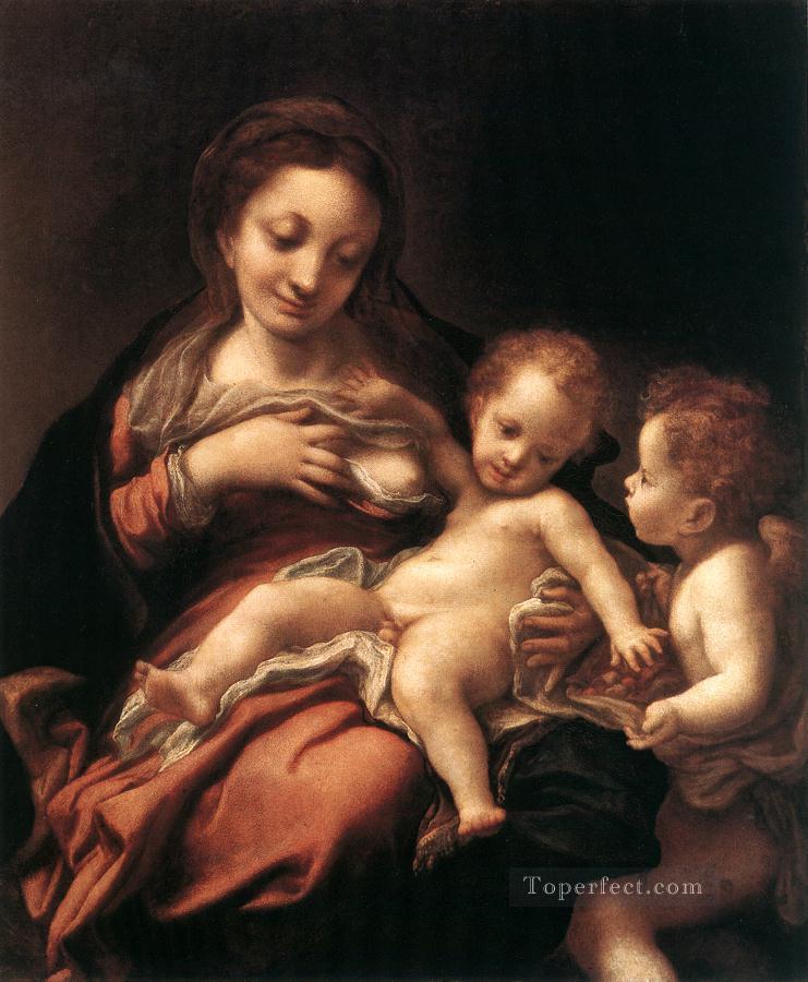 Virgin And Child With An Angel Renaissance Mannerism Antonio da Correggio Oil Paintings